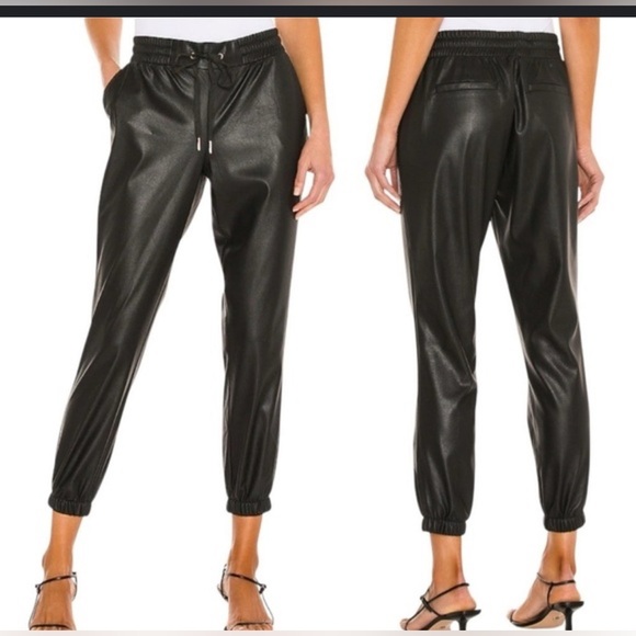 n:Philanthropy Scarlet Faux Leather Joggers Black , size Large - Picture 8 of 12